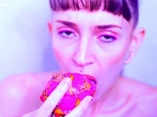 Bare Latina Toes Crush Juicy Redhead Pussy Fruit Close-Up