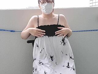 i'm that horny japanese housewife masturbating wildly on the balcony can't stop uhh... fingers deep inside 😩💦