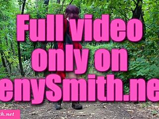 jeny smith pushes anal dildo deep. Hot milf masturbates in forest outdoors.
