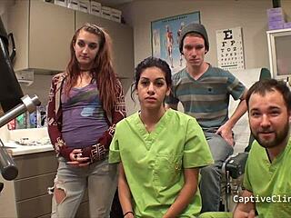 nurse ami rogue chokes on cock backstage with handcuffs