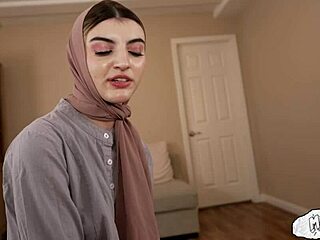 hijab princess deepthroats daddy's huge cock then rides pov with cum facial