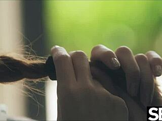 flexible redhead girlfriend screams as lesbian licks her dripping clit to orgasm