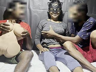 Halloween threesome with Tantaly fuck doll and horny friends.