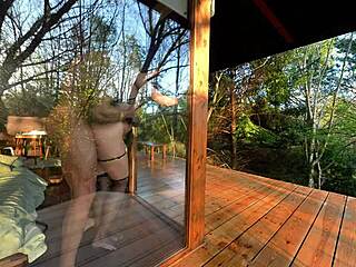 Husband's stepbrother fucks me savagely outdoors in cabin