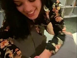 Muscular latina ex-gf deepthroats monster cock spits on big fake tits pov