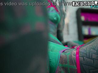 heavily tattooed girl experiments with anal toys solo in lingerie