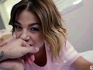 What happens when evelin bends over in kitchen for doggystyle?