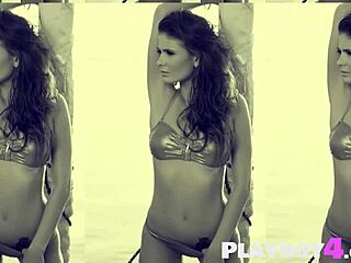 Sexy Big-Titted Brunette Milf Poses Then Strips Lingerie Off Her Curves