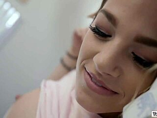 What happens when evelin bends over in kitchen for doggystyle?