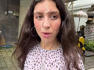 that slutty babysitter bangs boss by pool for job, ends in public cumwalk