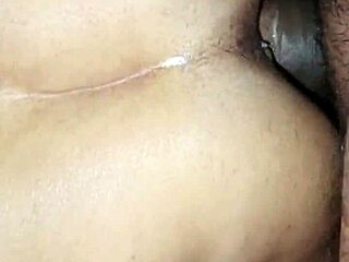 Homemade couple tries first-time anal: girlfriend's huge natural tits bounce in bedroom close-up lick and scream.