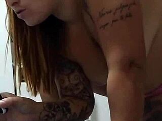 Married redhead video calls lover as husband watches and jerks off on her tits