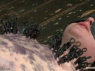 Chained sub gagged deepthroated in bdsm candle torment!