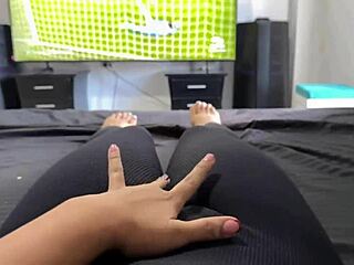 colombian fan fingers juicy pussy lips during match outdoors