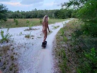 dana star and stan ride onewheels naked then fuck wildly in forest!