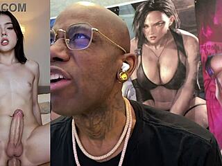 trans teen in christmas outfit sucks hard cock then cums all over her tight body