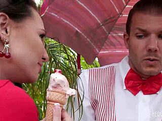 liz jordan drips ice cream on perky tits rimmed outdoors by codey!