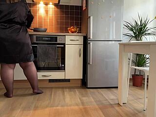 i catch my mother-in-law fingering wet pussy in kitchen