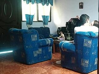 my stepsis thinks no one's home bangs her boyfriend right in the living room damn