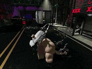 futanari gf rams my ass hard on busy street