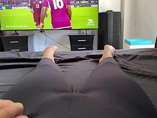 colombian fan fingers juicy pussy lips during match outdoors