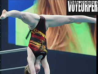 Hidden cam catches women's high diving legs