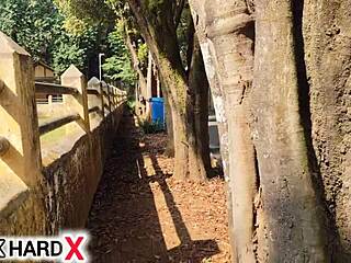 she just turned 18 and calls friend to pop cherry in woods doggystyle