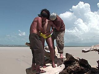 i love mmf outdoor threesome pounding hairy latina milf pussy