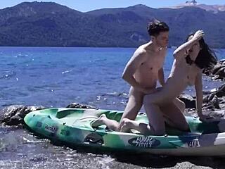 imagine getting caught like this horny teen couple on beach