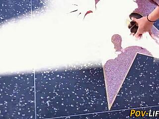 Brunette teen sucks monster cock bent over then spunked 😍💦