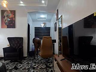 fat ass ebony milf strips naked while cleaning house seductively