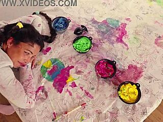 kinky pawg paints messy with ass in rough anal dom session...