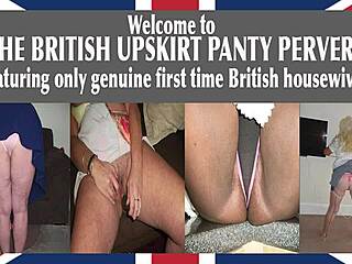 that british upskirt panty freak sneaks up on this horny housewife