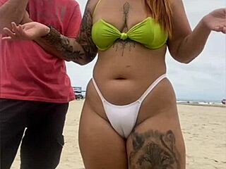 that cheese seller couldn't stop staring at my pussy on the beach!