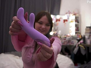 curvy bbw brunette loves jerking off with new vibrator toy