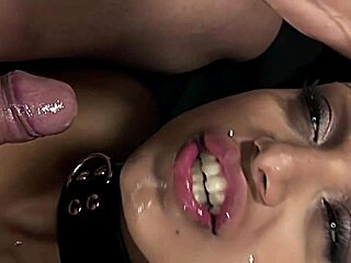 kyra black's pretty mouth fucked hard while bound in shackles