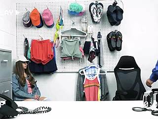 incompetent teen shoplifter pulled into backroom for naked questioning