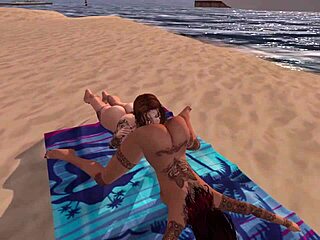 k and p heat up the beach with orgasmic lesbian play