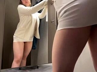 hey teens fuck hard in public changing room with massive cumshots