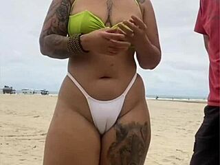 that cheese seller couldn't stop staring at my pussy on the beach!