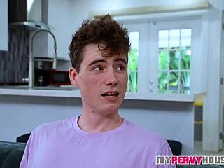 stepsis finds condom fits it on stepbro's cock perfectly