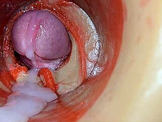 Juicy Pussy Swallows Huge Creampie in Deep Internal View