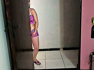 stepdaughter gets horny seeing stepdad shower then begs for creampie orgasms in her tight pussy