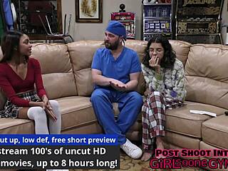 this cheer exam humiliates with latex gloves pussy spread solana