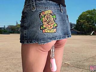 miniskirt boots slut climaxes hard with deep anal vibrator outdoors on secretgakuen