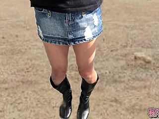 miniskirt boots slut climaxes hard with deep anal vibrator outdoors on secretgakuen