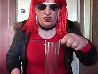 shy crossdresser begs for lover's pee outdoors homemade