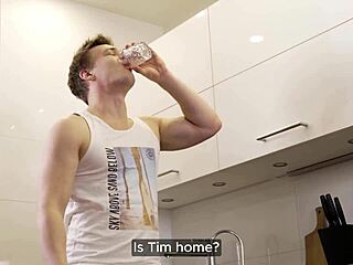 stuck in kitchen with friend but dick saved us with creampie?