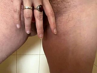 he can't resist playing with my wet hairy pussy in the shower.