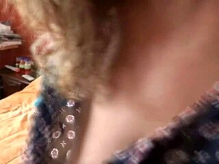 stepson gropes milf's huge tits while she masturbates to big cumshots